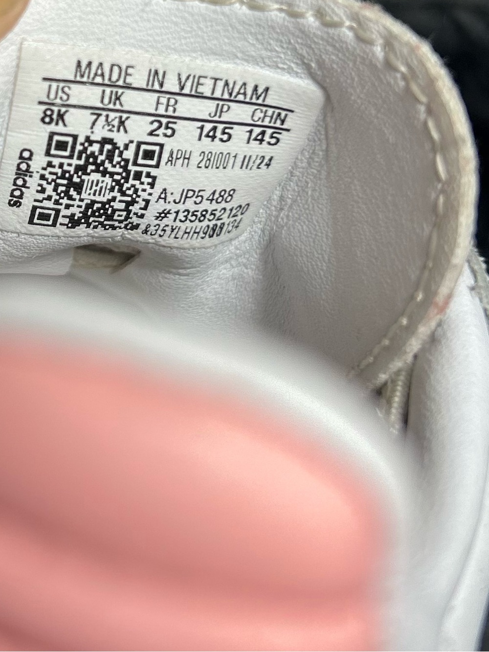 Adidas Kids Samba Og Shoes White Coral Pink Leather Sneaker Size 8 - Picture 9 of 9